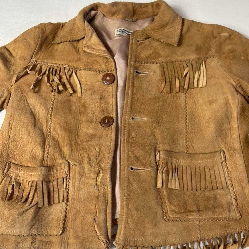 Vintage  1930's Honeysuckle Kid Buckskin Leather Fringed Jacket